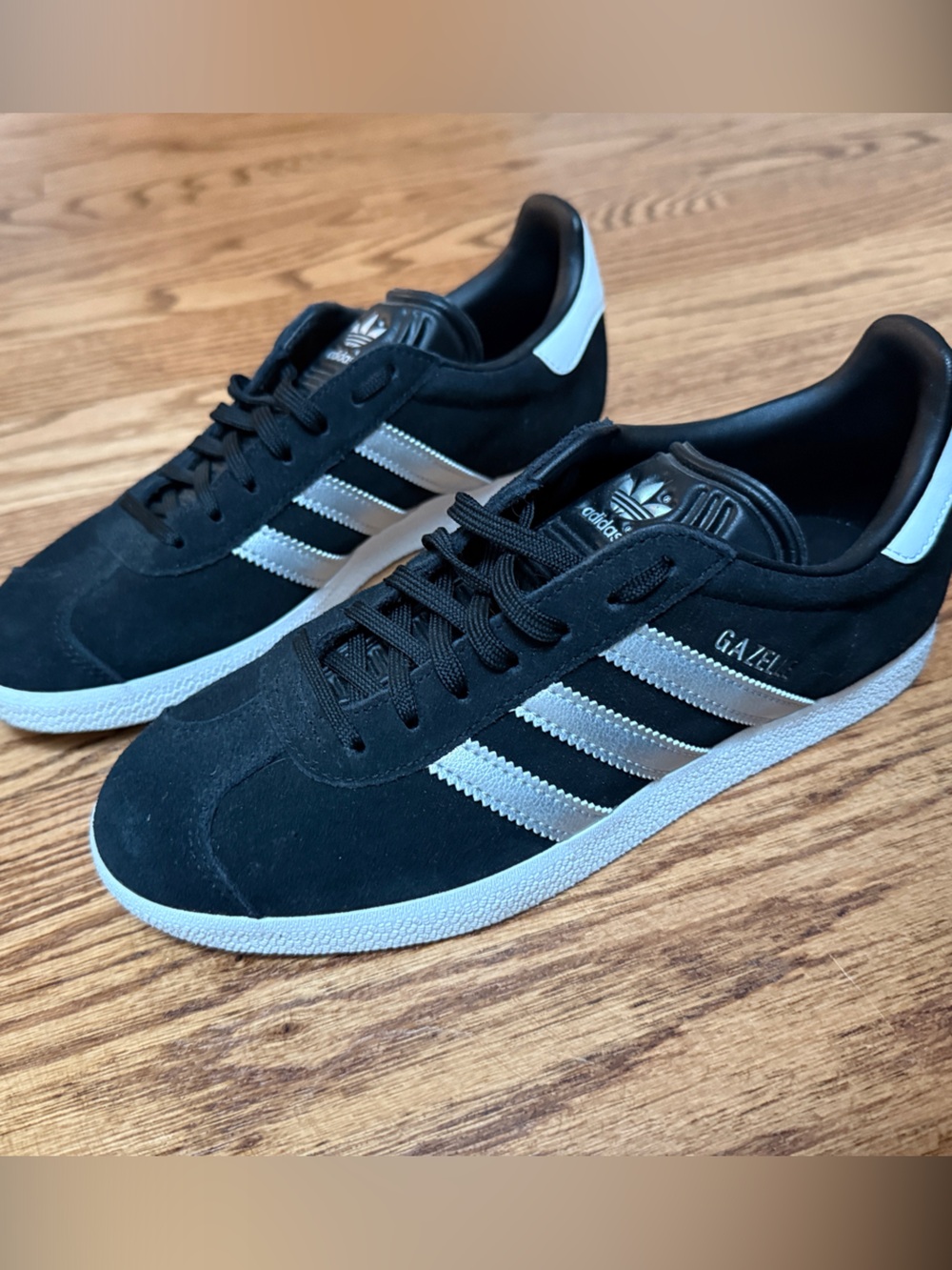 adidas Black Suede Sneakers with Silver Stripes